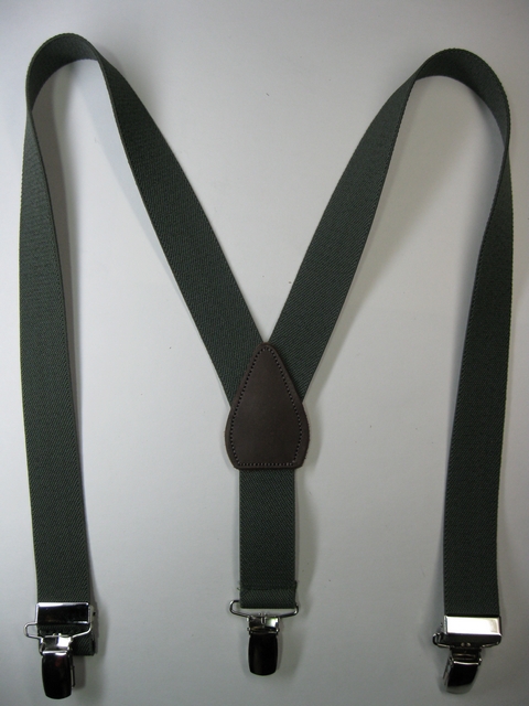 1" wide "Y" Style. Choose From Assorted SIZES For Toddlers thru Adults. (Straps 25"- 60" long)   All Straps are stretchable Cotton/Polyester Hand Washable-Hang to Dry Material with 3 strong High Polished CHROME CLIPS with Nylon Teeth and 2 CHROME Adjusters in the Front.  All of our Suspenders are U.S. Made.       Y-PC460N-D2A